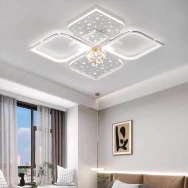 Imagem de Luminária de teto LED regulável com controle remoto 3000K-6000K Luminária de teto criativa geométrica de acrílico Abajur de teto para sala de estar, sala de jantar, cozinha, hall, iluminação