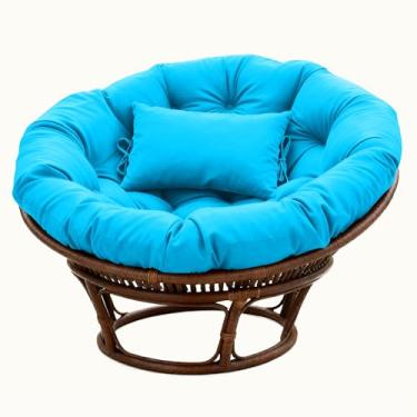 Imagem de BCKNT Almofada de cadeira redonda Papasan espessa com encosto de cabeça, almofada de assento confortável para pendurar e pendurar para pátio de jardim externo e interno (sem assentos)