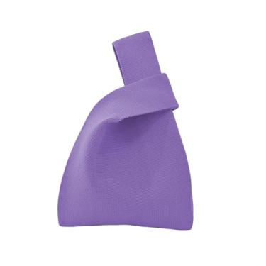 Imagem de Anopo Bolsa pequena de nó para mulheres, mini bolsa de crochê, bolsa de mão de malha sólida para viagens de praia diariamente, Roxa, One Size