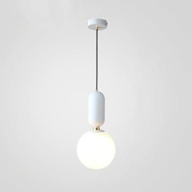 Imagem de KSSTEVNBD Lustre moderno estilo escandinavo lustre de cabeceira com sombra esférica de vidro moderno simples criativo lustre sala de jantar cozinha ilha bar luminária decorativa lustre (Gol