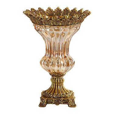 Imagem de CUTPOIY Vasos de flores grandes de vidro retrô estilo europeu para sala de estar, sala de jantar, mesa de centro de mesa, quarto, escritório, hotel, decoração de casa, vaso decorativo alto, 12 × 30 ×
