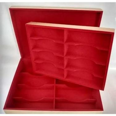 Imagem de Caixa Organizadora Flocada Para 16 óCulos | Com 16 DivisóRias| Ideal Para Lojas, ExposiçãO E Armazenamento(Vermelho)