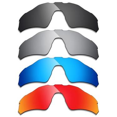 Imagem de Alphax 4 pares de lentes polarizadas de substituição para óculos de sol Oakley Radar EV S Path OO9510 - preto + titânio + azul + vermelho