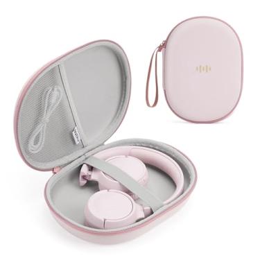 Imagem de Capa rígida para fone de ouvido JBL Tune 520BT/510BT/500BT/720BT/Bose/Soundcore Anker/BERIBES/KVIDIO/TOZO/JLab, bolsa organizadora de viagem portátil universal ultrafina (rosa)