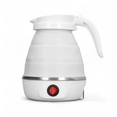 Imagem de Chaleira Dobrável Elétrica 100v 600ml Branca Portátil Silicone Resistente Ao Calor