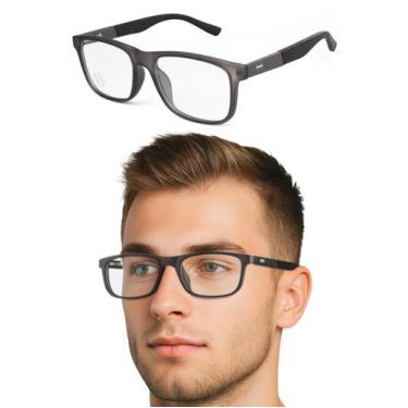 Imagem de Oculos Masculino Para Grau Armação Esporte Fino Armação Retangular E9 