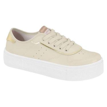 Imagem de Tênis Casual Moleca Com Detalhes Dourados Branco Off, Branco off, 35