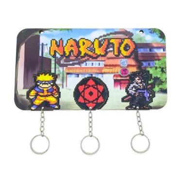 Imagem de Porta chaves naruto com 3 chaveiros - Pomps Geek