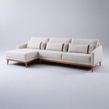 Imagem de Sofá Living Fixo com Chaise Esquerdo 5 Lugares 330cm Lisboa com Almofa