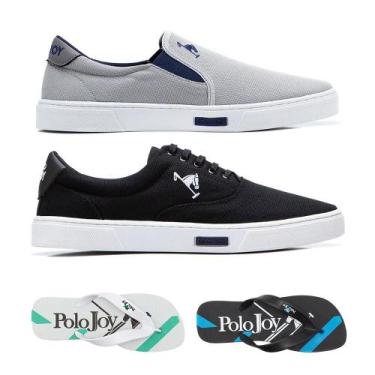 Imagem de Kit 1 Tênis Iate 1 Tênis E 2 Chinelos Polo Joy, Cinza claro, Preto, 39