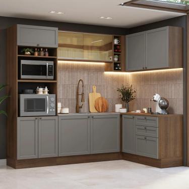 Imagem de Armário De Cozinha Completa De Canto 399 Cm Rustic-cinza Vik Madesa 02 Rustic-cinza