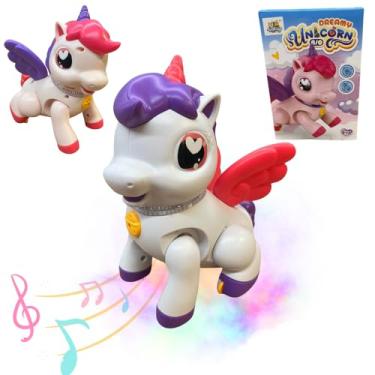 Imagem de Unicórnio de Brinquedo Que Toca Música Anda com Som e Luzes Ponei Eletrônico