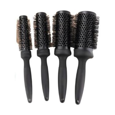 Imagem de Escovas Profissionais Térmica Cerdas de Nylon Tubo De Alumínio Nano Tecnologia - Preto(Kit 4 Completo)
