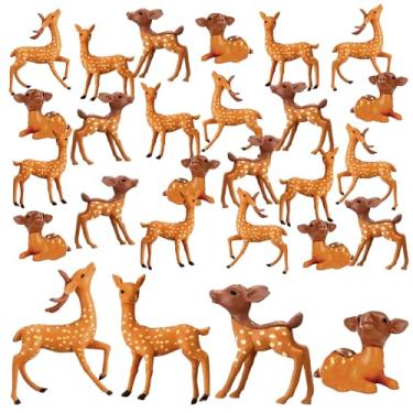 Imagem de Soulchen Conjunto de 24 peças de estatuetas de cervo em miniatura de animais da floresta de Natal com estátuas de cervos sika, suprimentos de festa de animais para micropaisagens (4 estilos)