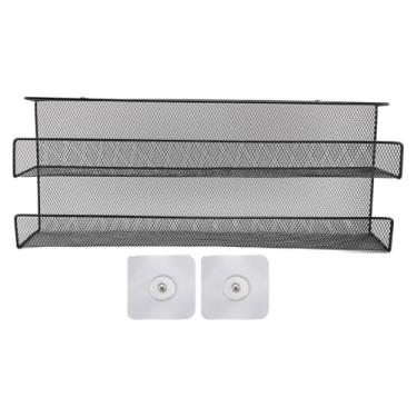 Imagem de Cesta organizadora de ferro de camada dupla para gerenciamento de cabos e escritório doméstico (tamanho grande (24 x 18,5 cm)