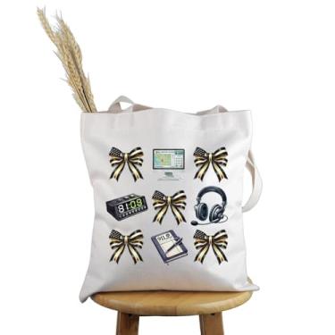 Imagem de PWHAOO Dispatcher Appreciation Gift Coquette Bow Dispatcher Tote Bag Emergency Dispatcher Bolsa Gold Line Hero Merch, Coquette Bow Dispatcher T