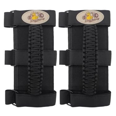 Imagem de Puxadores de barra de rolagem para jipe, com padrão de pato, alças de paracord para Jeep Wrangler YJ TJ JK JL & Gladiator JT 1986-2025, 2 peças, preto