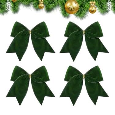 Imagem de Laço De Veludo Para Árvore De Natal - 4 Peças De Decoração Sazonal,Decoração De Laço Para Árvore De Natal - Para Grinalda Janela Porta Parede Escadas Cerca Lareira Casa Escritório Festa