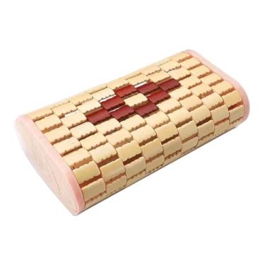 Imagem de AFXGUSD Almofada de encosto de cabeça de bambu, apoio retangular para pescoço, sauna, almofada para coluna cervical doméstica, apoio para costas e pescoço, Emenda de Duas Cores