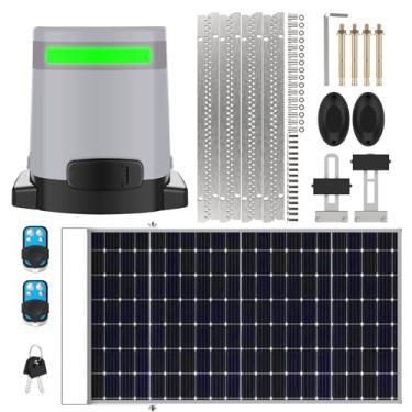 Imagem de Blütezeit Abridor de portão deslizante de 635 kg, energia solar | Controle WiFi | Bateria reserva integrada, motor de portão deslizante automático acionado por rack com kits completos remotos (painel