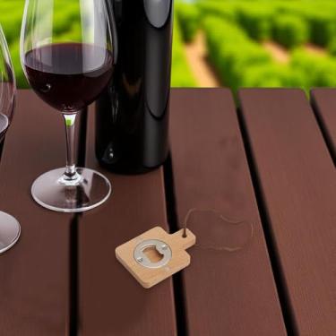 Imagem de Generic 1 abridor de garrafas magnético arranhador gato abridor de garrafa madeira faia alça quadrada ímã madeira marrom claro 6 x 8 x 1 cm