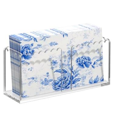 Imagem de Suporte de guardanapo, suporte de toalha de hóspede acrílico recortado vertical, suporte de toalha de mão descartável transparente para cozinha, bandeja de lucite de toalha de papel impermeável para