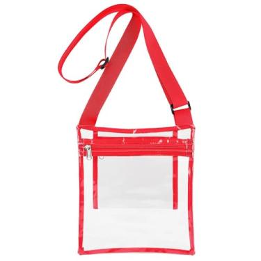 Imagem de Bolsa mensageiro feminina transparente de cor sólida, bolsa de ombro ajustável, cores podem ser selecionadas, Vermelho, 486 cubic centimeters, Bolsa transversal transparente