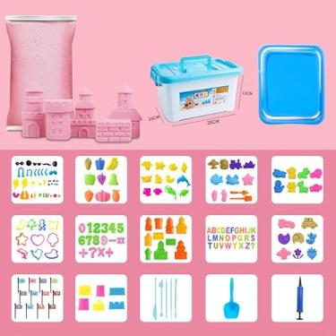 Imagem de Generic Conjunto de Brinquedos de Areia para Crianças Habilidades Práticas Educacionais Conjunto de Brinquedos de Tabuleiro de Moldes de Areia para Crianças Aniversários Ideais, Feriados, Férias Em Casa, Praia, Ao Ar Livre Seguro para Brincar Quartzo, óleo de Silicone, água, Cera de Abelha (Acessóri