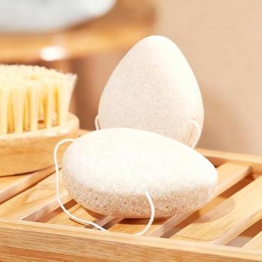 Imagem de 2 esponjas de limpeza facial, tipo gota de água de semente de nogueira, reutilizável diariamente, limpa a sujeira facial e mantém limpa