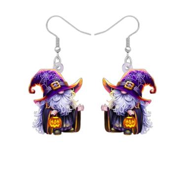 Imagem de Brincos pendentes de bruxa com gnomos mágicos de acrílico, presentes de Halloween para mulheres, presentes de gnomos misteriosos, feiticeiro e caldeirão, vassoura assustadora, joia peculiar, Medium