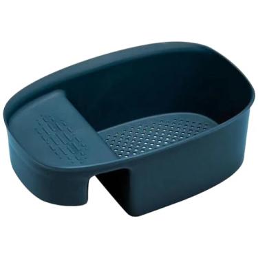 Imagem de Tofficu Cesta de drenagem multifuncional para pia de cozinha por filtro de plástico para lavar frutas, legumes e armazenamento de resíduos de alimentos com gancho para pendurar na lava-louças e grau