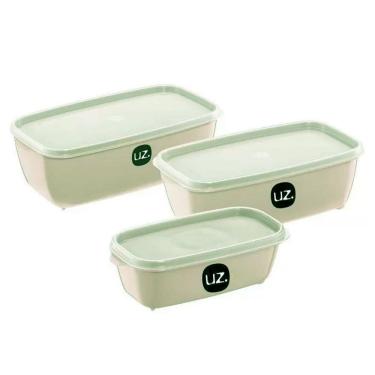 Imagem de Kit 3 Potes Alimentos Plástico 5L/3L/1,5L Branco Uz230-Br
