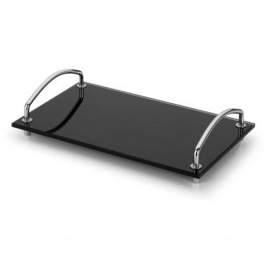 Imagem de Bandeja Decorativa Organizadora Bancada Preta Vidro 25x15