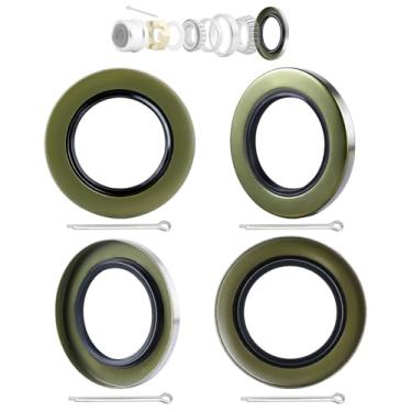 Imagem de Pacote com 4 2,125" ID x 3,376" OD Vedação de graxa de lábio duplo com 10 pinos contrapino para 2,358.7-3,175.1 kg Conjuntos de cubo de roda, substituição para 10-10 21333TB #42 eixos Dexter DL-2125