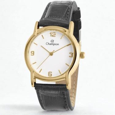 Imagem de Relogio feminino dourado pulseira de couro 32mm Champion CN24575B