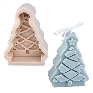Imagem de Tone Fun Moldes de silicone em forma de árvore de Natal cruzada para fazer velas, resina, velas de aromaterapia, sabonete de cera artesanal, decoração de casa, artesanato