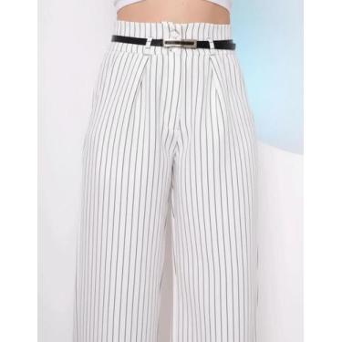 Imagem de Calça Alfaiataria Feminina Pantalona Listrada Wide Leg Aerolook - Mala