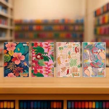 Imagem de Caderno Feminino 10 Matéria 160 Folhas Capa Dura Tropical - Nova