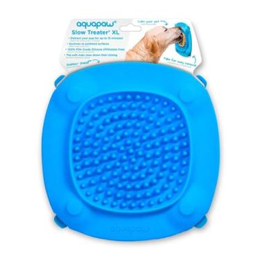 Imagem de Aquapaw Tapete de lamber GG para cães, filhotes e animais de estimação, almofada de lamber para cães, alimentador lento para comida, petiscos e manteiga de amendoim, brinquedo de estimulação para cães com ventosas para parede ou chão, azul