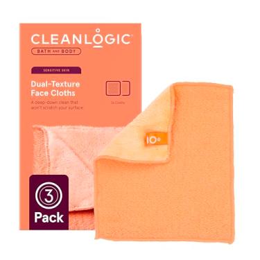 Imagem de Cleanlogic Pano de rosto esfoliante com textura dupla, cores sortidas, 3 unidades