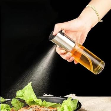Imagem de Frasco de spray de óleo, redução de gordura, óleo de vidro pode pulverizar molho de soja vinagre panela de spray de óleo de churrasco (ouro 100 ml)