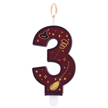 Imagem de SAVITA Velas Temáticas Bruxos Mágicos com Números, Topo de Bolo Com Vela Temática de Escola Bruxos Decorações Bolo Aniversário Castanho para Festas Infantis Material Lembranças (3)