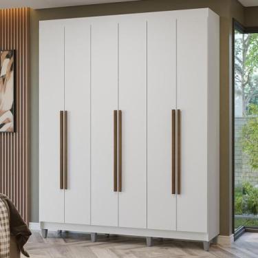Imagem de Guarda-roupa Casal Com Pés 6 Portas Batentes Branco/branco/rustic Netu