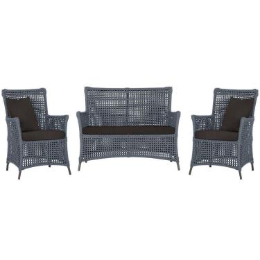 Imagem de Jogo Sofá E 2 Poltronas Igapó Alumínio Marrom E9 Trama Prata