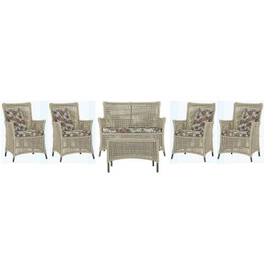 Imagem de Jogo Sofá 4 Poltronas E Mesa Igapó Marrom E6 Trama  Rami