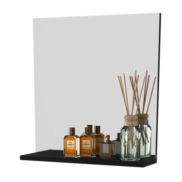 Imagem de Espelheira Para Banheiro 45cm Com Prateleira Multimóveis Cr10115 Preto Preto