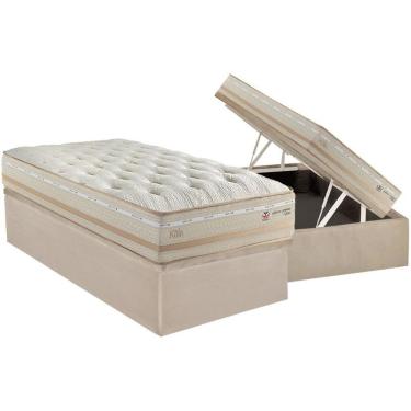 Imagem de Conjunto Box Baú Solteiro Colchão Espuma Herval Molas Maxspring Koln + Base Crc Suede Clean (88x188)