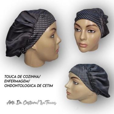 Imagem de Touca De Cozinha Enfermagem Ondontologica De Cetim - IsaToucas , Preto