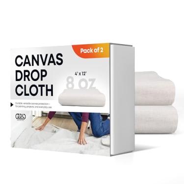 Imagem de Panos de lona de 1,2 m x 30,5 cm, pacote com 2 - Pano de queda de pintores reutilizáveis e ecológicos para móveis, superfícies e proteção do chão - Lona de lona 100% algodão reciclado para renovação