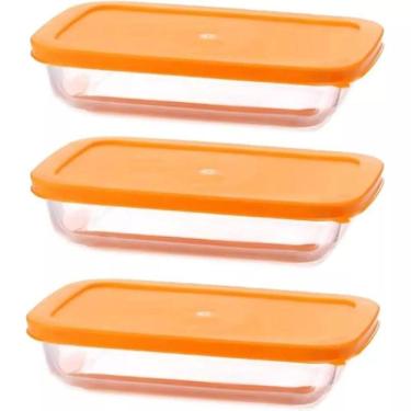 Imagem de Jogo Com 3 Potes De Vidro Com Tampa Borosilicato 700Ml